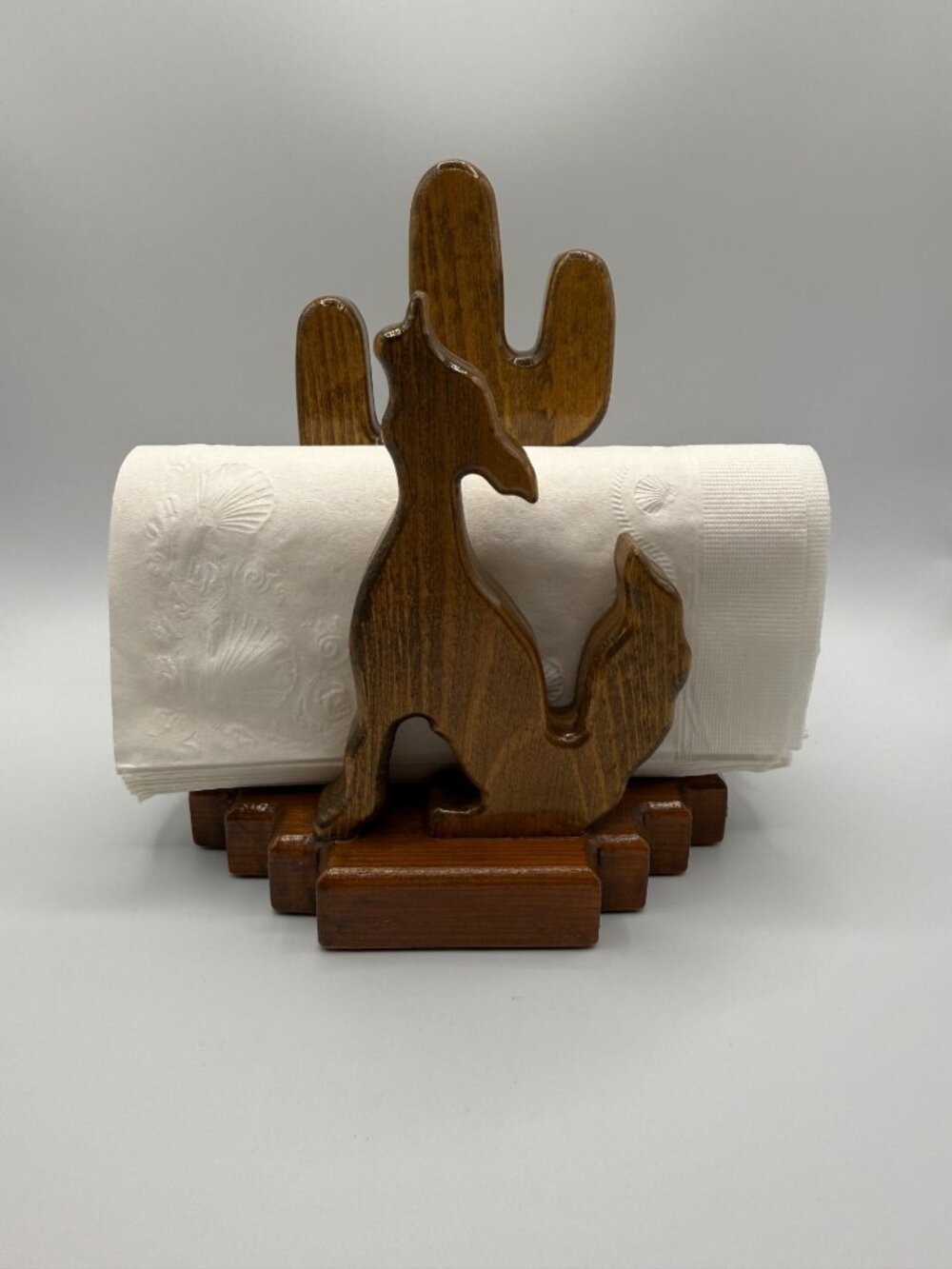 Vintage Southwest Saguaro Cactus/Coyote Napkin Holder